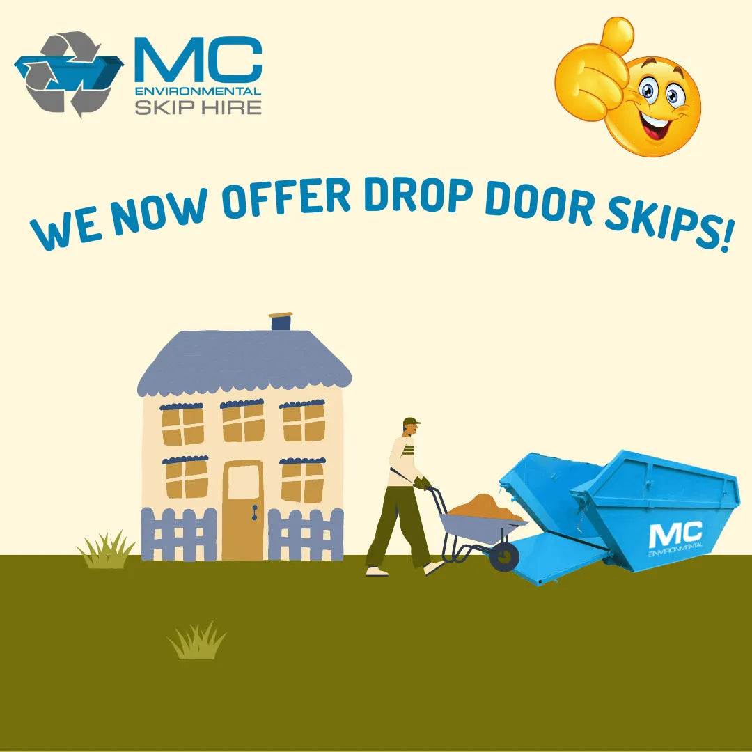 We now stock 8 yard DROP DOOR Skips!